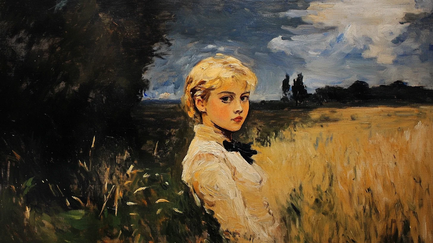 Kitsch example 4 - girl appears hollow, modern, blends with wheat