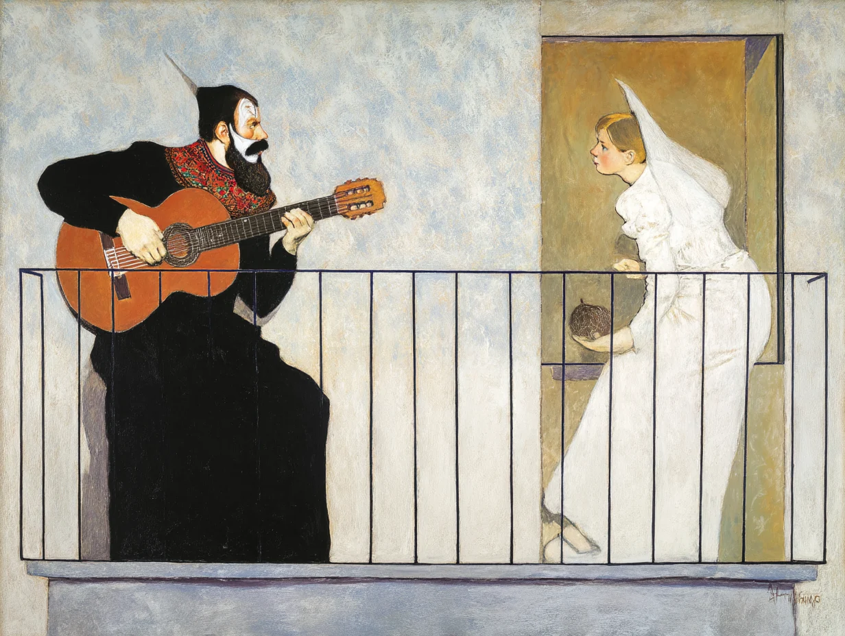 Candidate 4 for Interrupted Serenade - Egon Schiele & Magritte inspired
